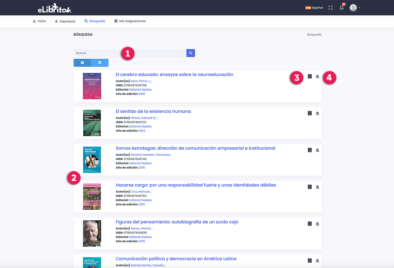 eLibrito Pantalla Buscador