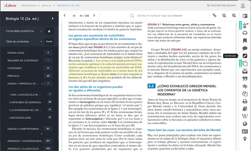Ayuda-Lector del libro - Herramientas interactivas